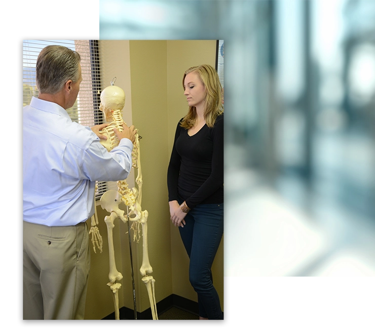 Chiropractor Chad Abercrombie Consulting With Patient Collage
